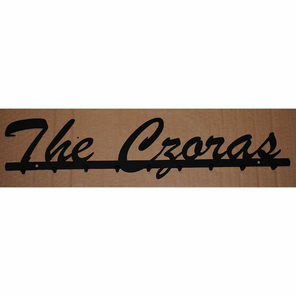 Custom 9 Hook Name Key Rack in Script Font