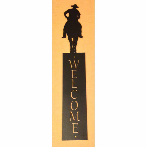 Welcome Sign, Vertical with Horse on Top