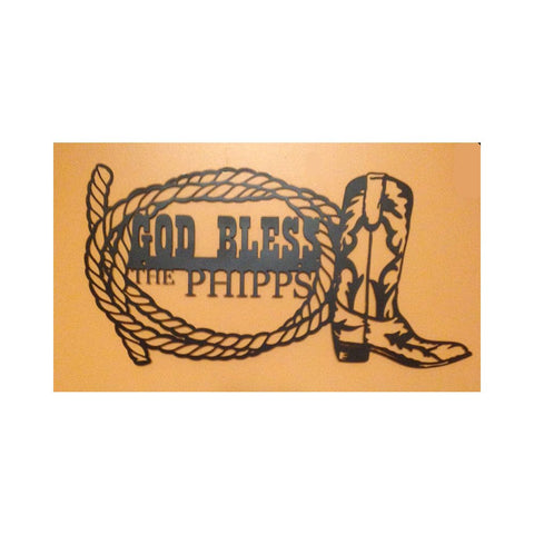 God Bless Family Name Sign